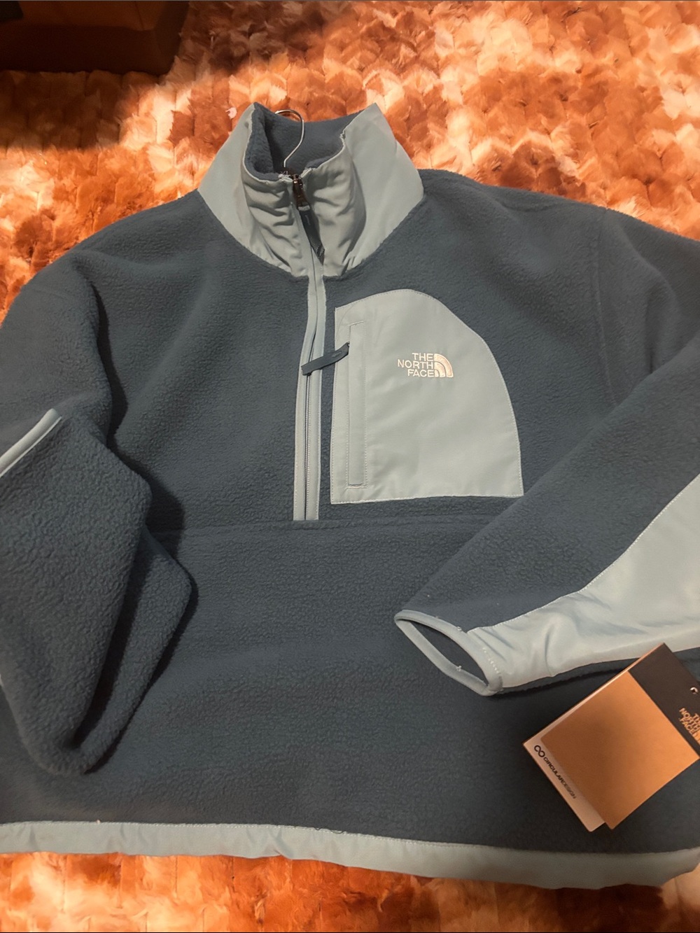 The North Face Slate and Light Blue Quarter-Zip Fleece